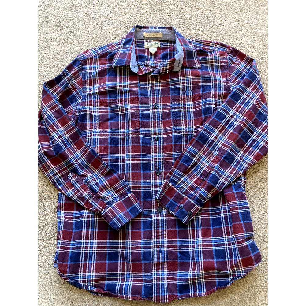 VTG L L Bean Mens Medium Long Sleeve Plaid Traditional Fit Shirt